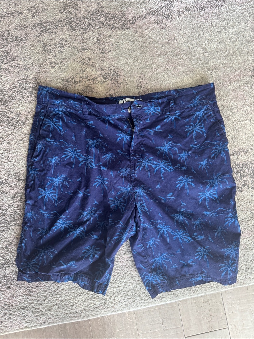 Trunks Blue Palm Tree Pattern Hybrid Men's Shorts Sz 36